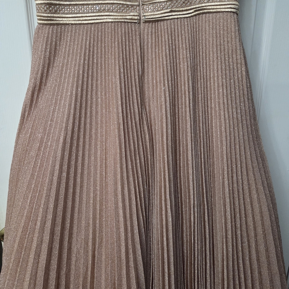 NWT Ieena for Mac Duggal Pink Pleated Shimmering Flutter Sleeve Gown SZ 14 - Picture 10 of 15